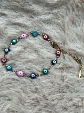 Stainless steel Multicolor Evil Eye Link Bracelet